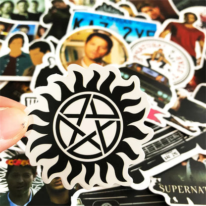 50 pieces of supernatural graffiti stickers for popular American TV series, personalized DIY luggage, laptop, guitar, bicycle and skateboard decorative stickers