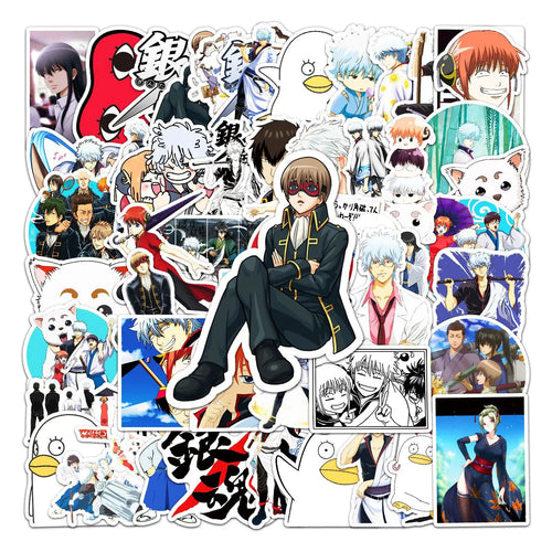50pcs Japanese Animation Silver Soul Graffiti Sticker DIY Suitcase Notebook Guitar Star Sticker Waterproof