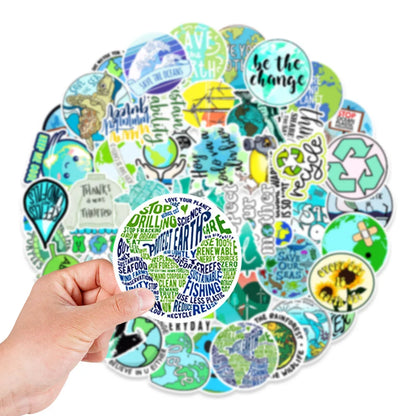 50PCS Environmental Protection Phrases Graffiti Waterproof Sticker Suitcase Notebook RefrigeratorSkateboardHelmet