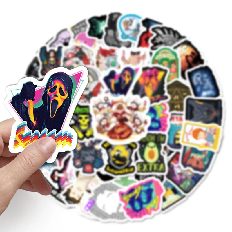 50 pieces of cartoon and fun hip-hop graffiti stickers, personalized DIY suitcases, guitars, scooters, bicycles, cars, waterproof decorative stickers, and toys