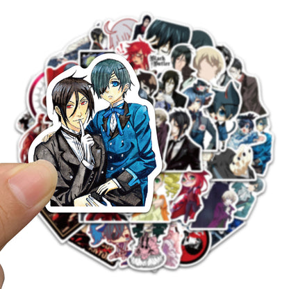 50PCS Black Butler Anime Stickers, Japanese Manga Inspired Butler & Demon Doodles for Fans and Planners