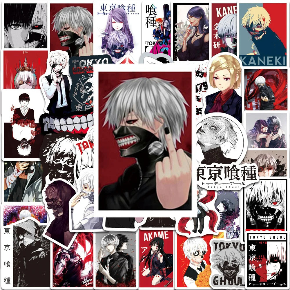 50PCS Anime Tokyo Ghoul Graffiti Decoration Cool Guitar Skateboard Luggage Notebook Waterproof Helmet Toy Sticker