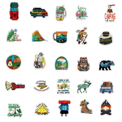 50PCS New Outdoor Camping Graffiti Stickers Luggage Motorcycle Trolley Case Laptop Waterproof Stickers