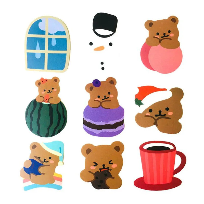 50PCS Cute Bear Stationery Waterproof Notebook Helmet Stickers