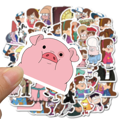 50PCS Adorable Cartoon Whimsical Town Characters Pattern Doodle Stickers Perfect for Suitcases, Laptops, Skateboards, Water Bottles, Pencil Cases Exquisite DIY Desktop Decorations & Journal Stickers