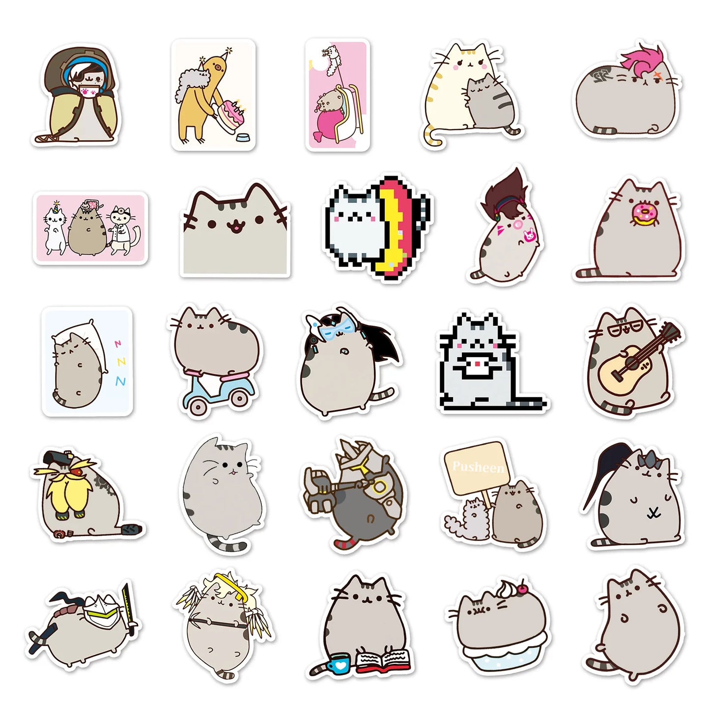 50PCS Anime Cartoon Punk Cat Cute Graffiti Luggage Laptop Motorcycle Mobile Phone Water Cup F Waterproof Sticker
