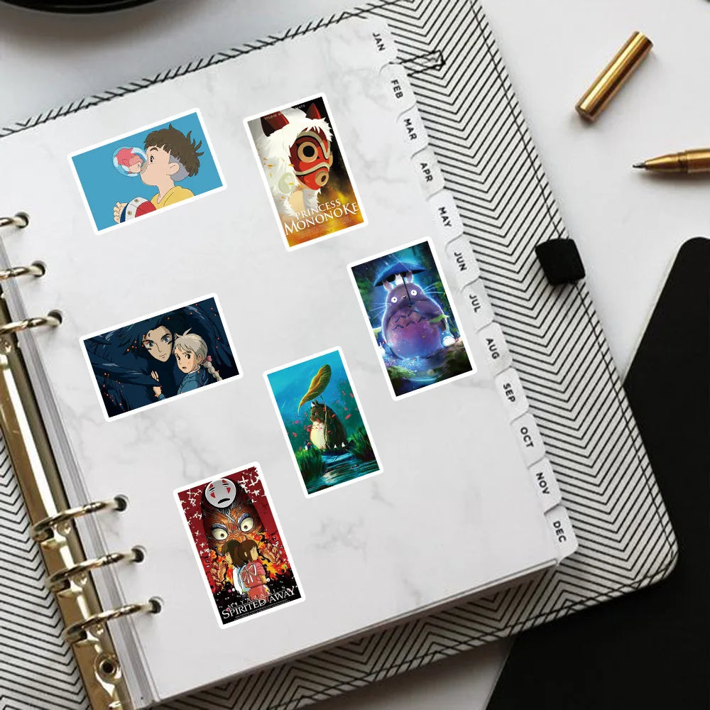 50PCS Animated Hayao Miyazaki Graffiti Notebook Mobile Phone Case Motorcycle Luggage Toy Cartoon Cute Sticker