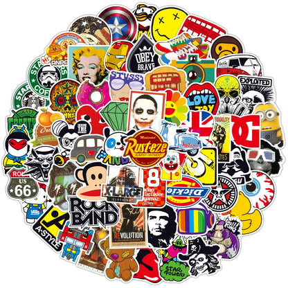 100PCS Latest Fashion Brand Logo Graffiti Stickers Waterproof Suitcase Guitar Toy Decoration Stickers