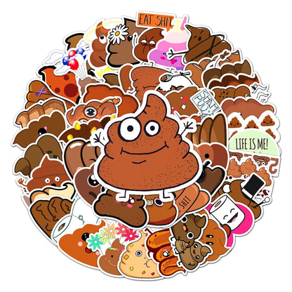 50PCS Poop Spoof Personality Decoration Graffiti Waterproof Sticker Notebook Refrigerator Stationery Box WaterCup