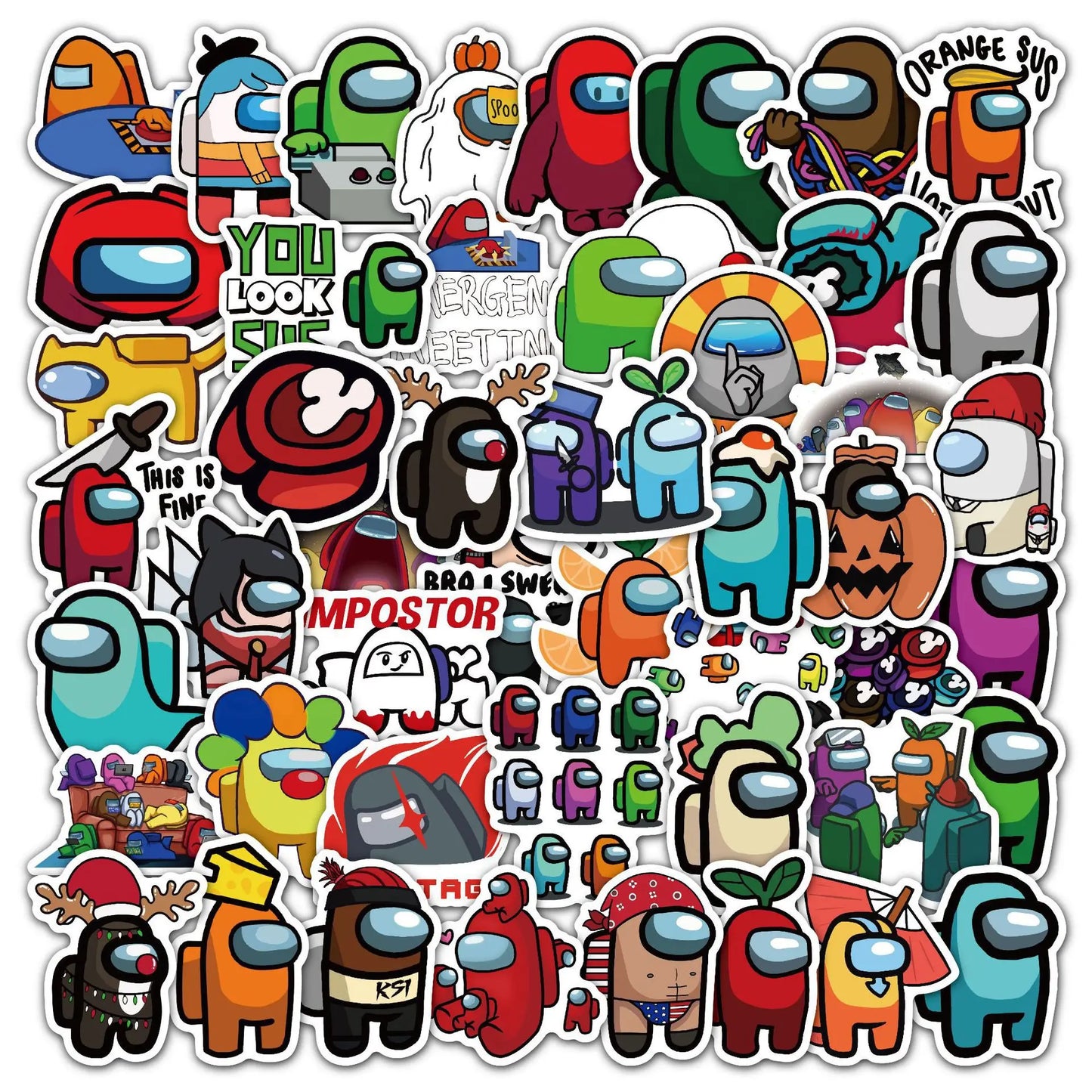 50pcs Animation Among Us Graffiti Waterproof Sticker Mobile Phone Case Guitar Notebook Refrigerator Water Cup