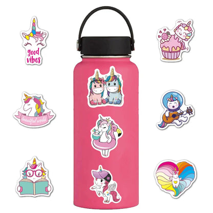 100PCS Rainbow Unicorn Cartoon Graffiti Sticker Scooter Laptop Waterproof Guitar Decoration Toy