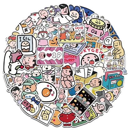 50PCS Art Illustration Popular Creative Cartoon Oxygen Lab Series Decorative Style Graffiti Stickers Personalised Fashion Creative DIY Exquisite Decorative Decals Suitable For Cups, Helmets, Skateboards Popular Stickers Toys