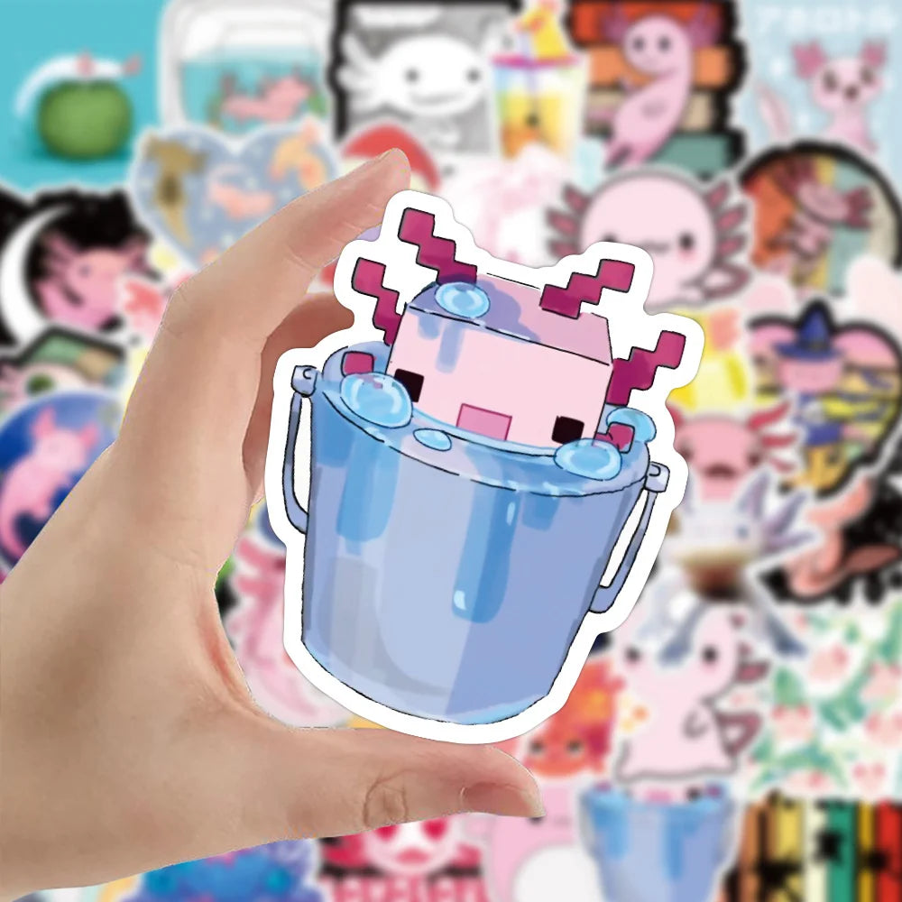 50PCS  New Cute Axolotl Graffiti Sticker Waterproof Luggage Laptop Scooter Water Cup Sticker