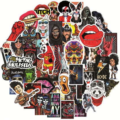 50PCS Rock Rock Graffiti Sticker Scooter Guitar Water Cup Trolley Case PVC Waterproof Sticker
