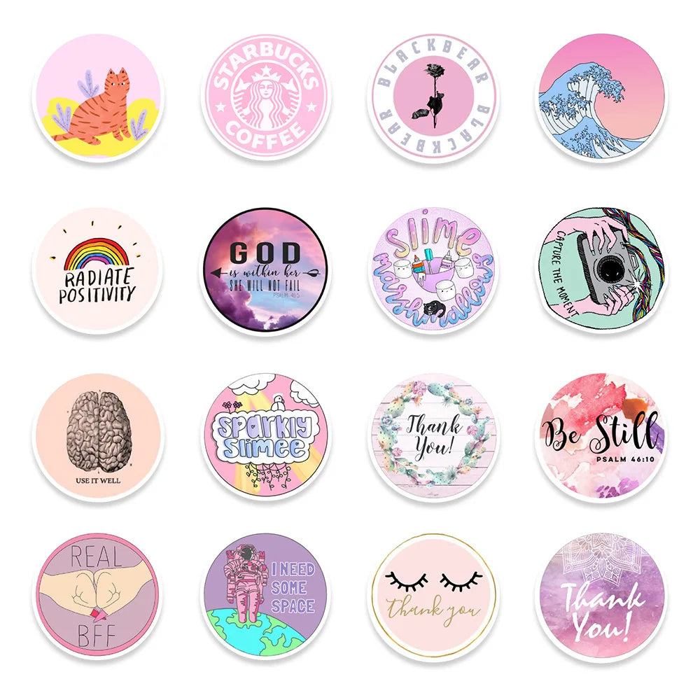 50PCS INS Cute Pink Girl Heart Graffiti Waterproof Sticker Suitcase Notebook RefrigeratorSkateboardWaterCupHelmet