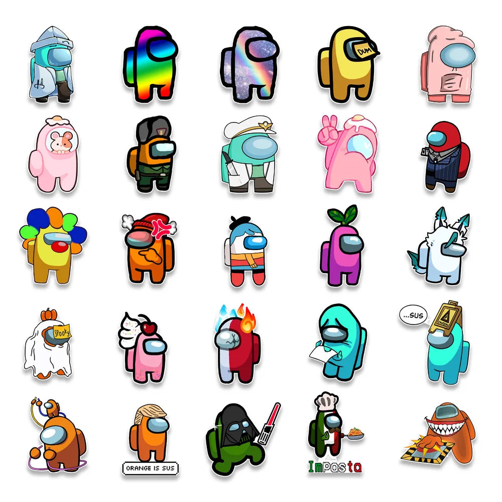 50PCS Among US Literature and Art Graffiti Waterproof Sticker Suitcase Notebook Refrigerator Skateboard Water Cup