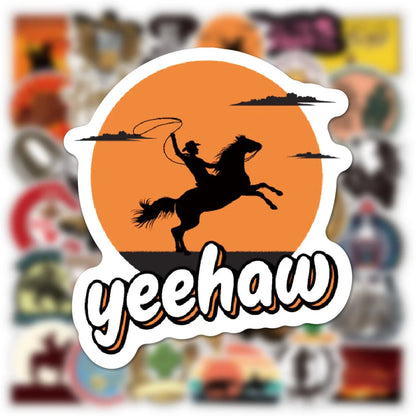 50PCS Western Cowboy Graffiti Waterproof Sticker Suitcase Notebook Refrigerator Skateboard Stationery Box Helmet