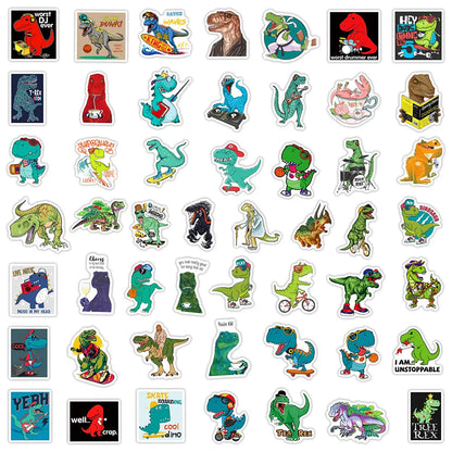 50PCS Like Sports and Rock Little Dinosaur Stickers Book Laptop Guitar Motorcycle Luggage DIY Label Decorative