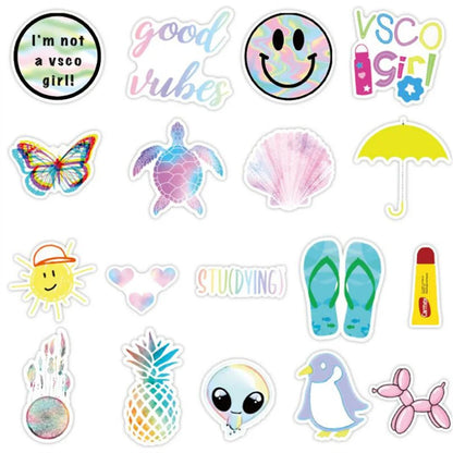 50PCS  CartoonColorful Pop Smiley Water Cup Graffiti Diary Guitar Skateboard Decoration Waterproof Stickers