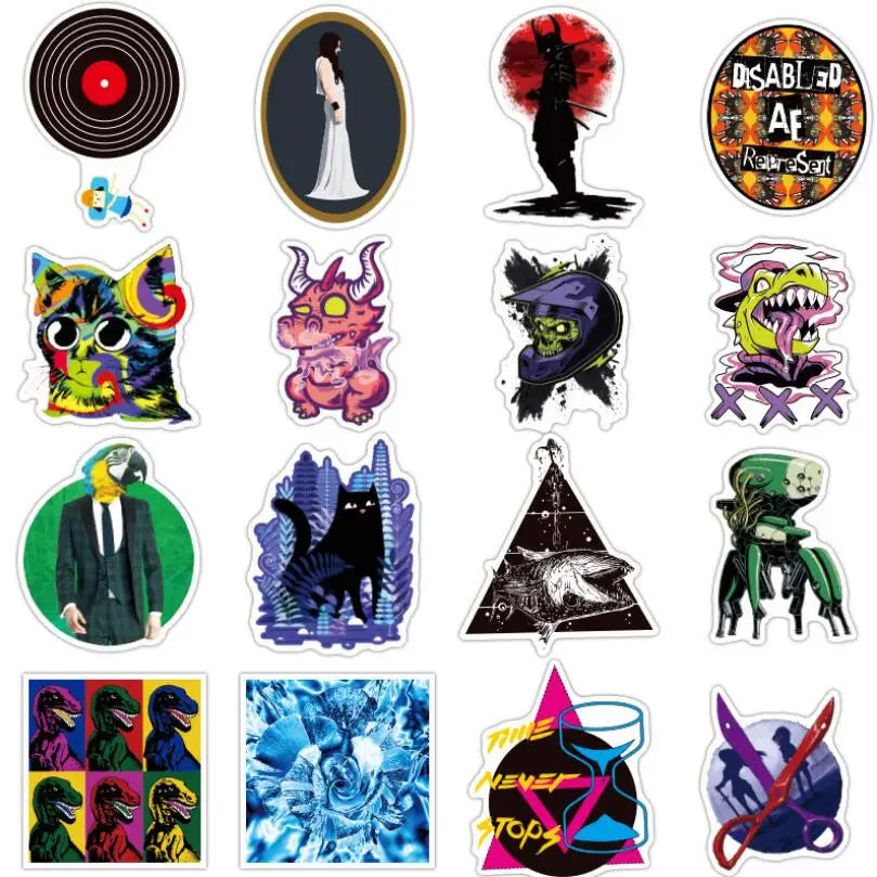 50 pieces of street fashion cartoon graffiti stickers, personalized DIY car water cups, luggage, laptops, phone cases, guitar waterproof stickers, toys