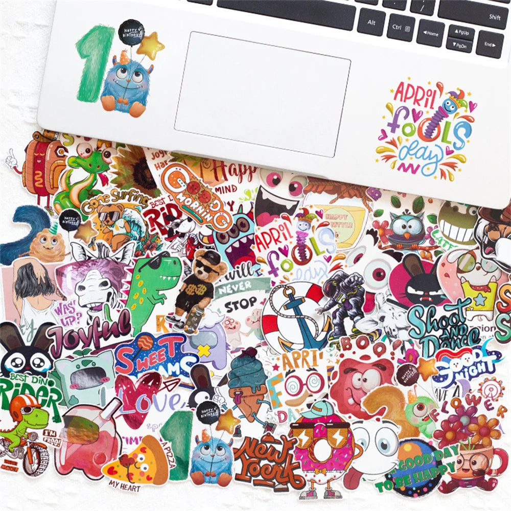 50PCS Cute Cartoon Wind Transparent Collection Creative Graffiti Mobile Phone Scrapbook Laptop Sticker Sticker