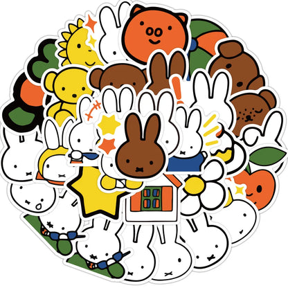 50 pieces of cute cartoon rabbit decorative style graffiti stickers, personalized, fashionable and creative DIY exquisite decorative decal cups, helmets, skateboard popular sticker toys