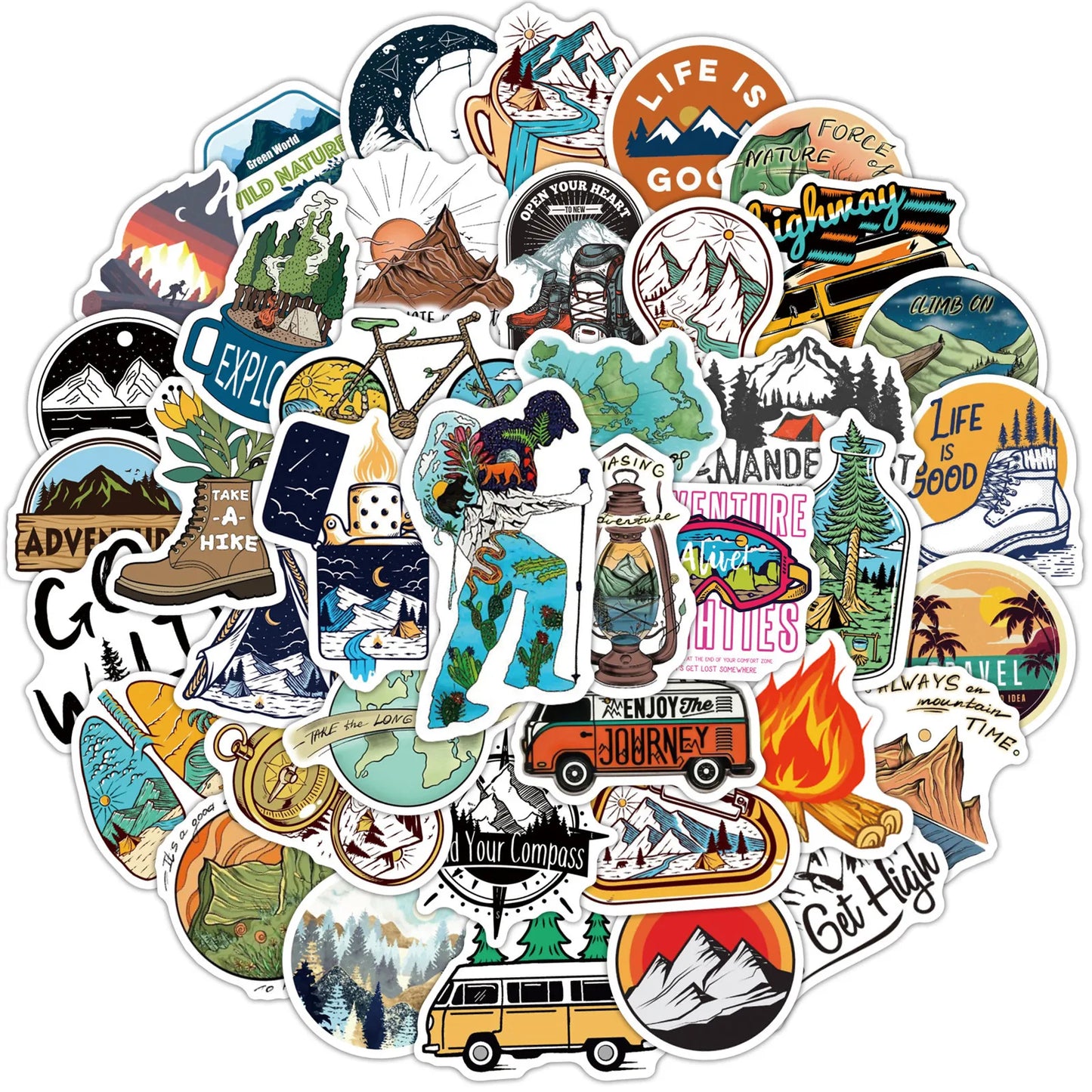 50PCS Outdoor Summer Cartoon Graffiti Stickers Trolley Case Bike Scooter Water Cup Waterproof Sticker