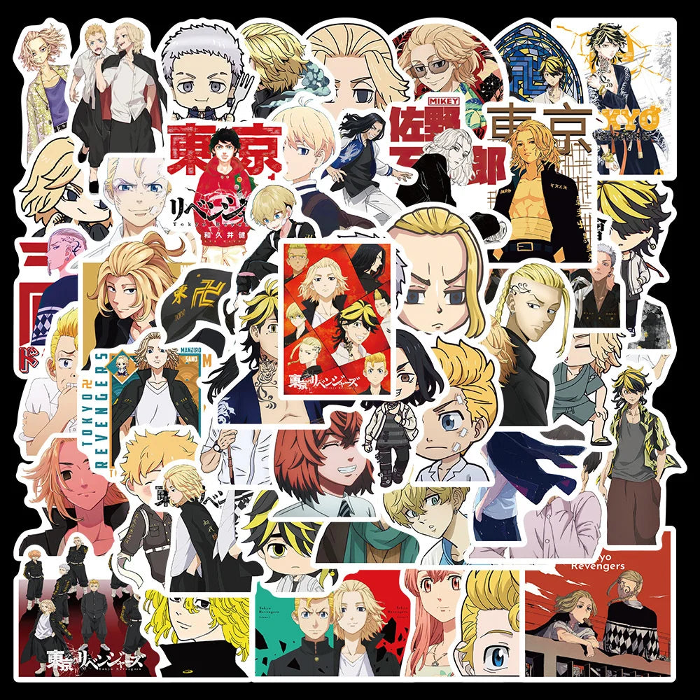 50PCS Anime New Tokyo Avengers Sticker Laptop Skateboard Mobile Phone Graffiti Gift Toy Waterproof Sticker