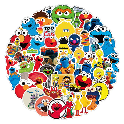 50PCS New Animation Sesame Street Graffiti Sticker Waterproof Luggage Compartment Notebook Scooter Refrigerator