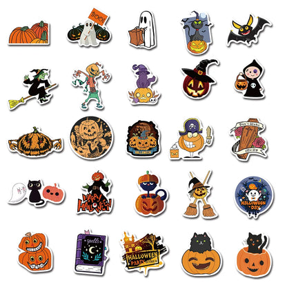 50PCS Cartoon cute Halloween horror Pumpkin fun series decorative style graffiti stickers, personalized, fashionable and creative trend DIY exquisite decorative decal cups, helmets, skateboard popular sticker toys