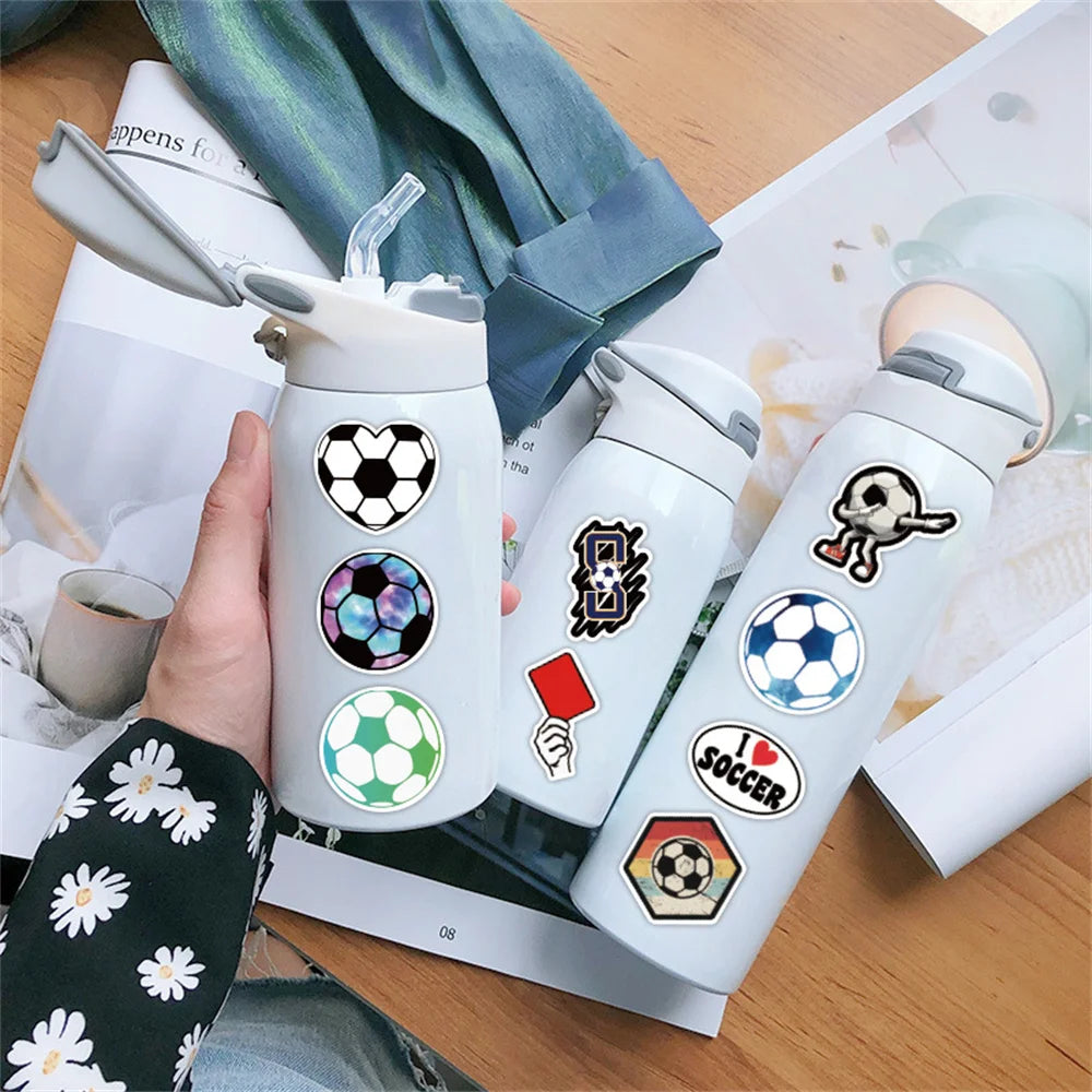 50PCS New Football Cartoon Personalized Graffiti Waterproof Sticker Notebook Refrigerator Stationery Box WaterCup