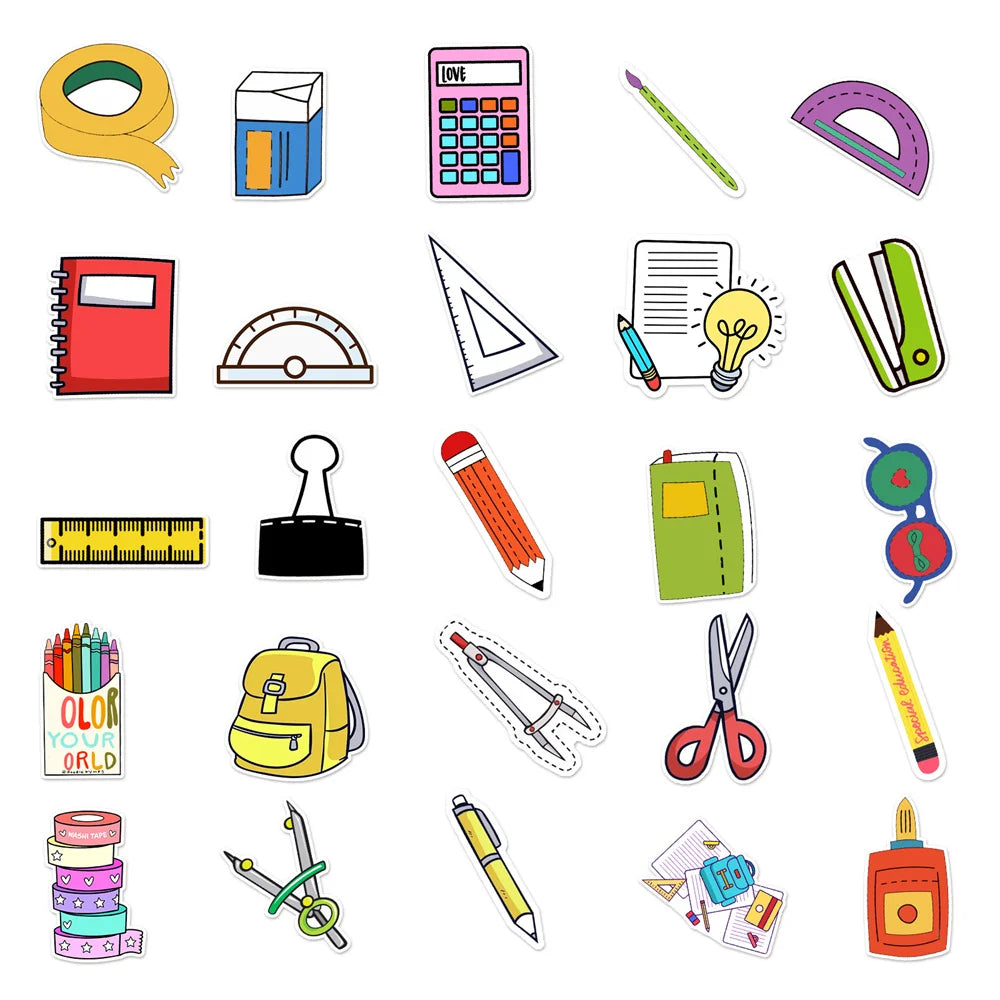 50PCS Ins Wind Stationery Set Personalized Diy Creative Sticker Luggage Scooter Car Sticker Body Sticker
