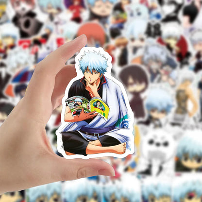 50PCS Anime Gintama Sticker Graffiti Luggage Trolley Case Notebook Cup Car Interior Bathroom Decoration Sticker