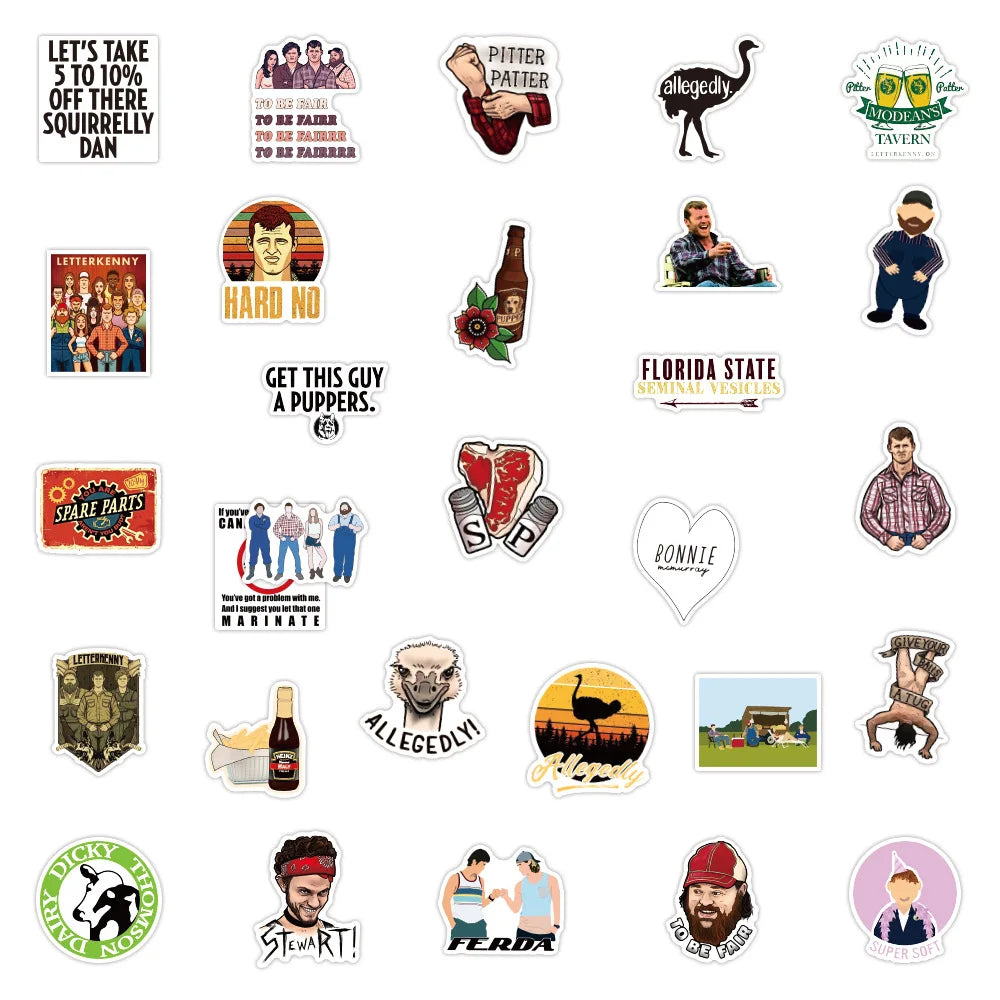 50pcs     LetterkennyTown Graffiti Sticker Waterproof Luggage Compartment Notebook Scooter Water Cup Sticker Custom