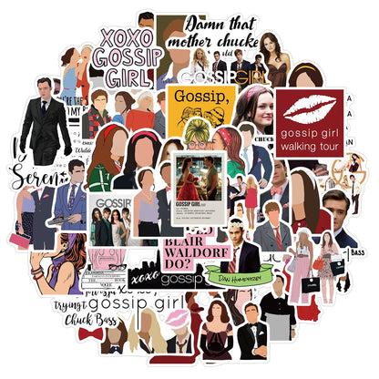 50PCS American Drama Gossip Girl Graffiti Waterproof Sticker Suitcase Notebook Mobile Phone Skateboard Water Cup