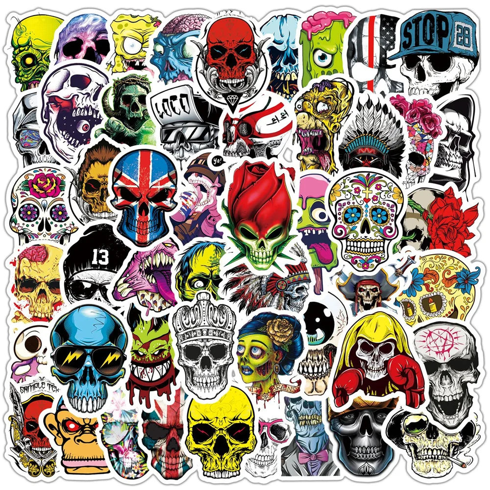 50PCS Symphony Horror Skull Personality Graffiti Sticker Skateboard Water Cup Trolley Case Waterproof Sticker