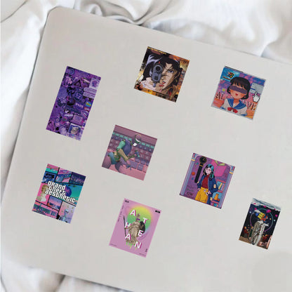50PCS cartoon-style Vaporwave girl decorative graffiti stickers, personalized, fashionable and creative DIY exquisite decorative decal cups, helmets, skateboard popular sticker toys