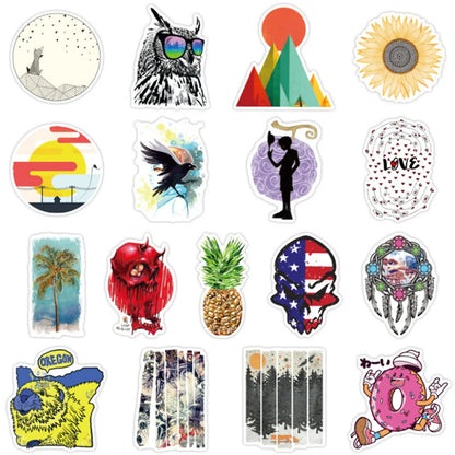 50PCS cartoon horror fresh decorative style graffiti stickers, personalized, fashionable and creative trend DIY exquisite decorative decal cups, helmets, skateboard popular sticker toys