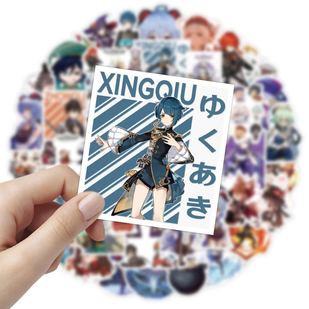 100PCS Anime Game Genshin Impact Stickers Graffiti For Laptop Luggage Bike Car Skateboard Guitar Waterproof Decal Toys