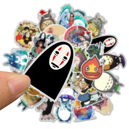 50PCS cartoon Totoro Spirited Away girl doodle stickers, personalized DIY skateboard luggage, guitar, phone case, laptop doodle waterproof decorative stickers toys