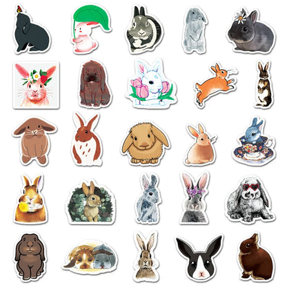 50PCS New Cute Rabbit Ins Wind Cartoon Personality Graffiti Decoration Luggage Refrigerator Waterproof Stickers