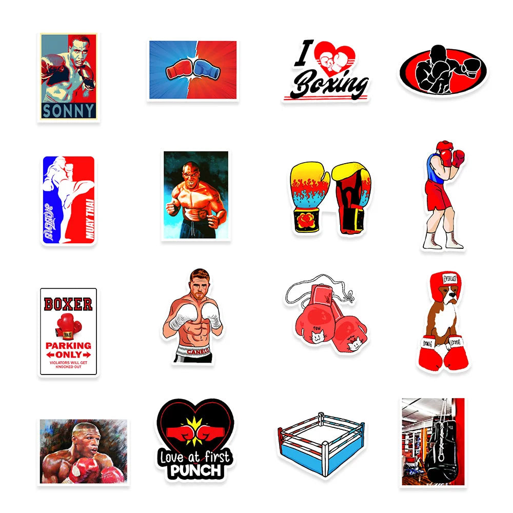 50PCS Boxing Sports Graffiti Stickers Mobile Phone Cabinet Wall Skateboard Luggage Decoration Stickers