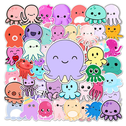 50PCS Cartoon Octopus Graffiti Sticker Cute Animal Child Sticker DIY Skateboard Water Cup Luggage Sticker