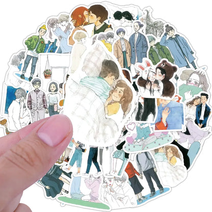 50pcs Little Couple Decoration Small Stickers Graffiti Stickers DIY Laptop Car Motorcycle Guitar Waterproof