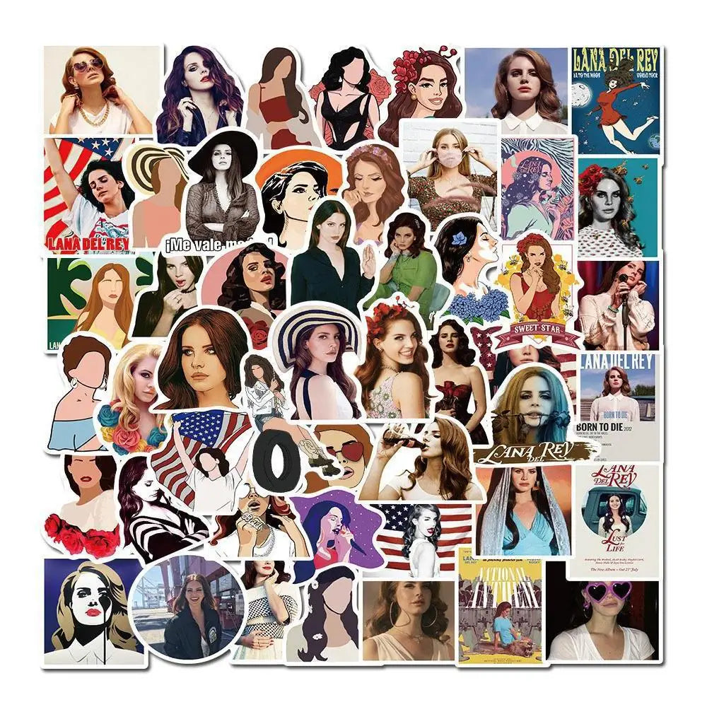 50PCS Singer Lana Del Rey Personalized Fashion Decoration Graffiti Waterproof Sticker Notebook RefrigeratorHelmet