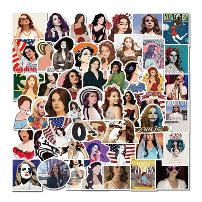 50PCS Singer Lana Del Rey Personalized Fashion Decoration Graffiti Waterproof Sticker Notebook RefrigeratorHelmet