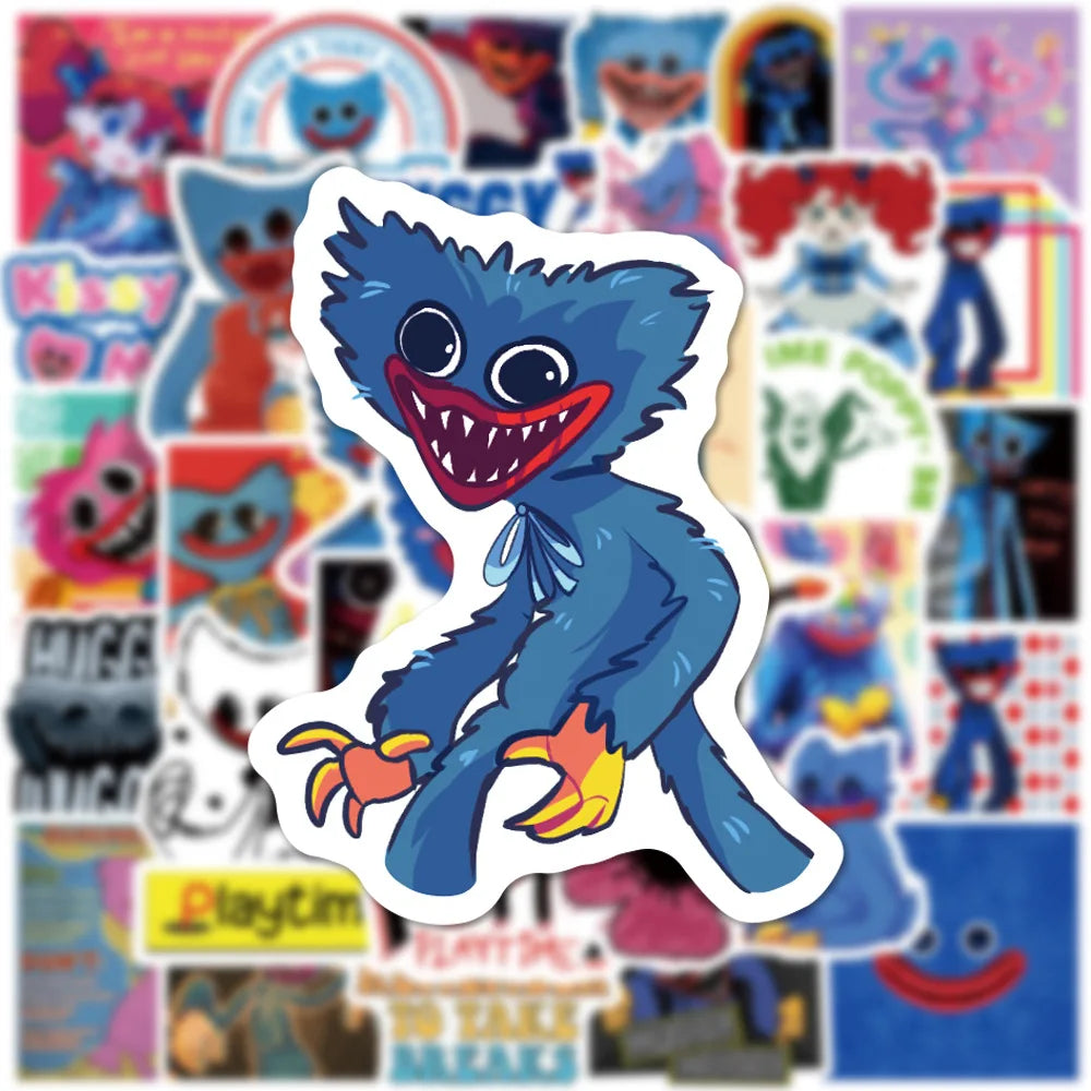 50PCS Art Illustration Pop Creative Cartoon Poppy Playtime Series Decorative Style Doodle Stickers Personalised Fashion Creative DIY Exquisite Decorative Decals Suitable For Mugs, Helmets, Skateboards Pop Stickers Toys