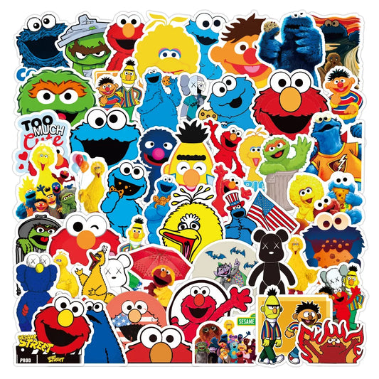 50PCS New Animation Sesame Street Graffiti Sticker Waterproof Luggage Compartment Notebook Scooter Refrigerator