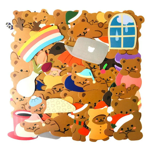 50PCS Cute Bear Stationery Waterproof Notebook Helmet Stickers