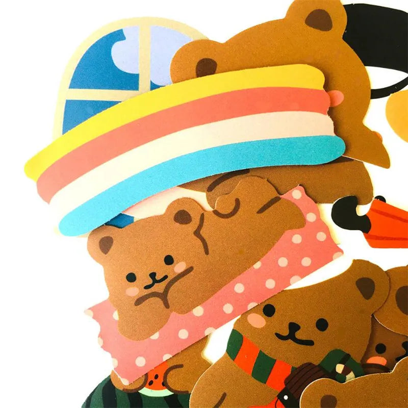 50PCS Cute Bear Stationery Waterproof Notebook Helmet Stickers